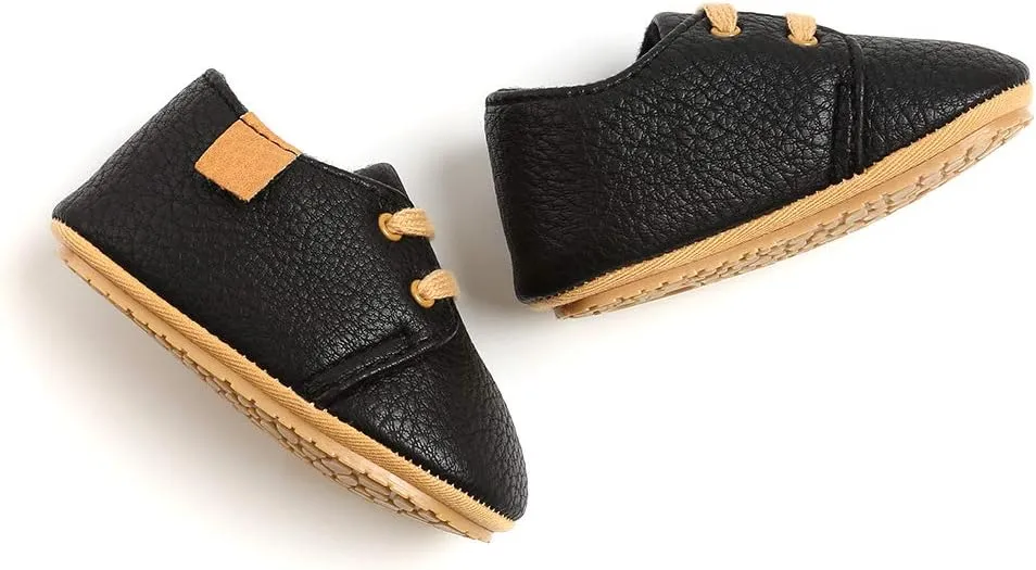 HsdsBebe Baby Boys Girls Oxford Shoes PU Leather Soft Rubber Sole Sneakers Anti-Slip Toddler Ankle Boots Infant Walking Shoes Moccasins