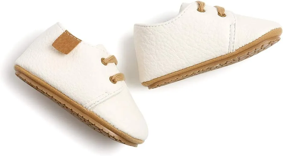 HsdsBebe Baby Boys Girls Oxford Shoes PU Leather Soft Rubber Sole Sneakers Anti-Slip Toddler Ankle Boots Infant Walking Shoes Moccasins