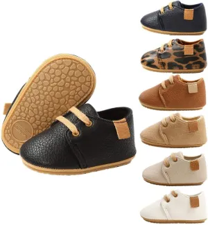 HsdsBebe Baby Boys Girls Oxford Shoes PU Leather Soft Rubber Sole Sneakers Anti-Slip Toddler Ankle Boots Infant Walking Shoes Moccasins