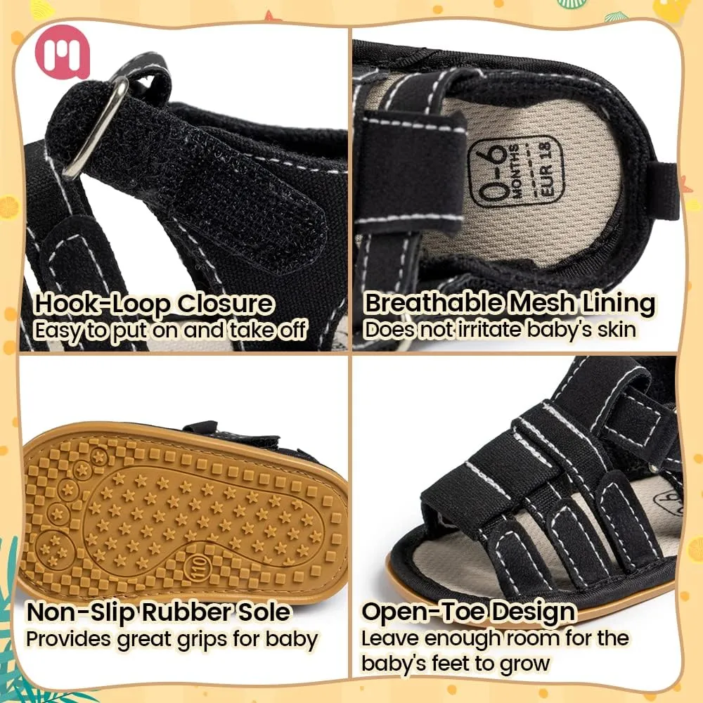 Meckior Baby Infant Boy Girl Sandals Newborn Non-Slip Soft Rubber Sole Sandals for Baby Boys Open-Toe Outdoor Casual Summer First Walkers Shoes