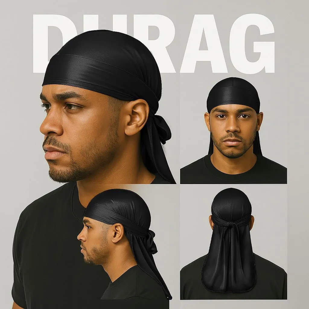 Premium Durag Pack for Men, Silky Doo Rag for 360 540 720 Waves