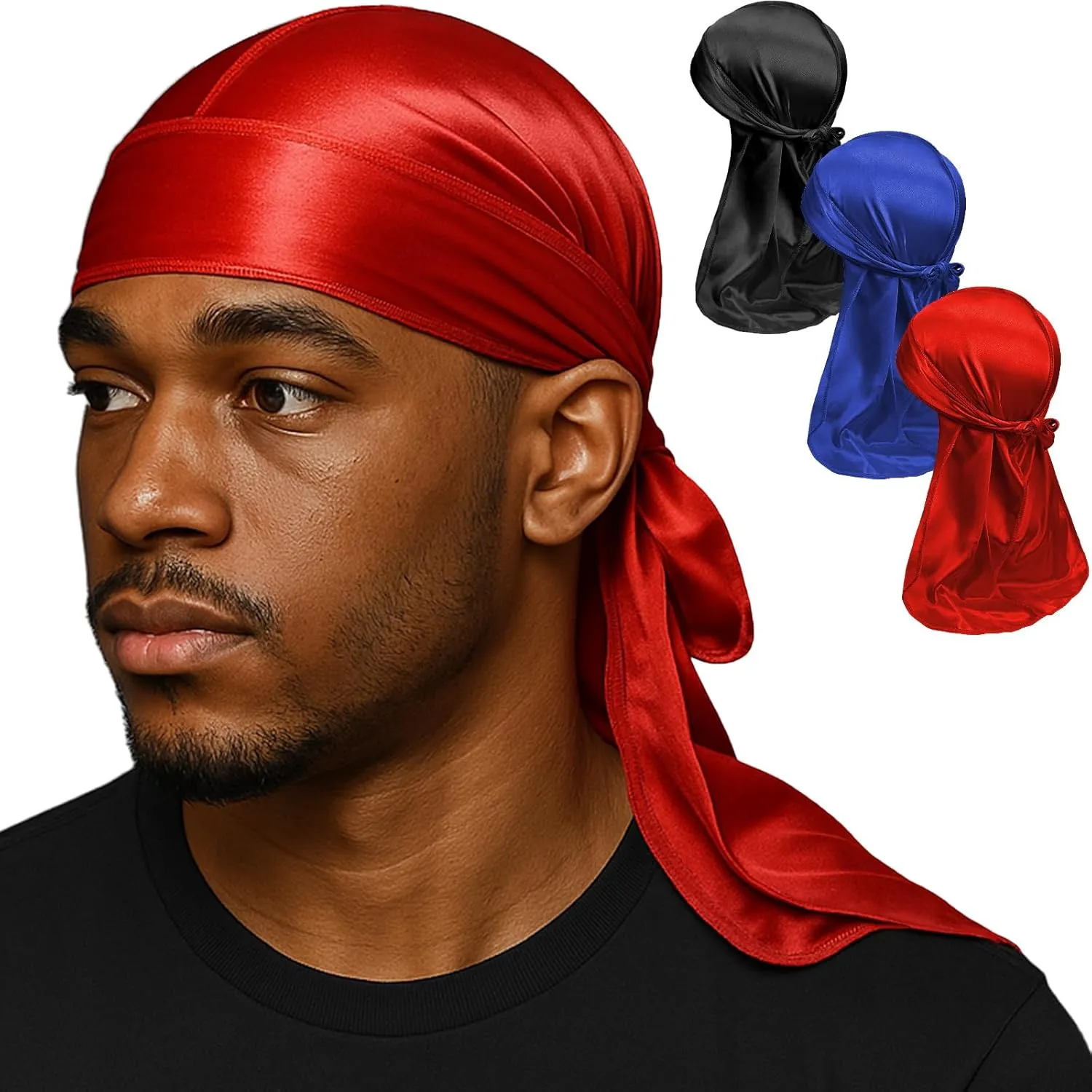 Premium Durag Pack for Men, Silky Doo Rag for 360 540 720 Waves