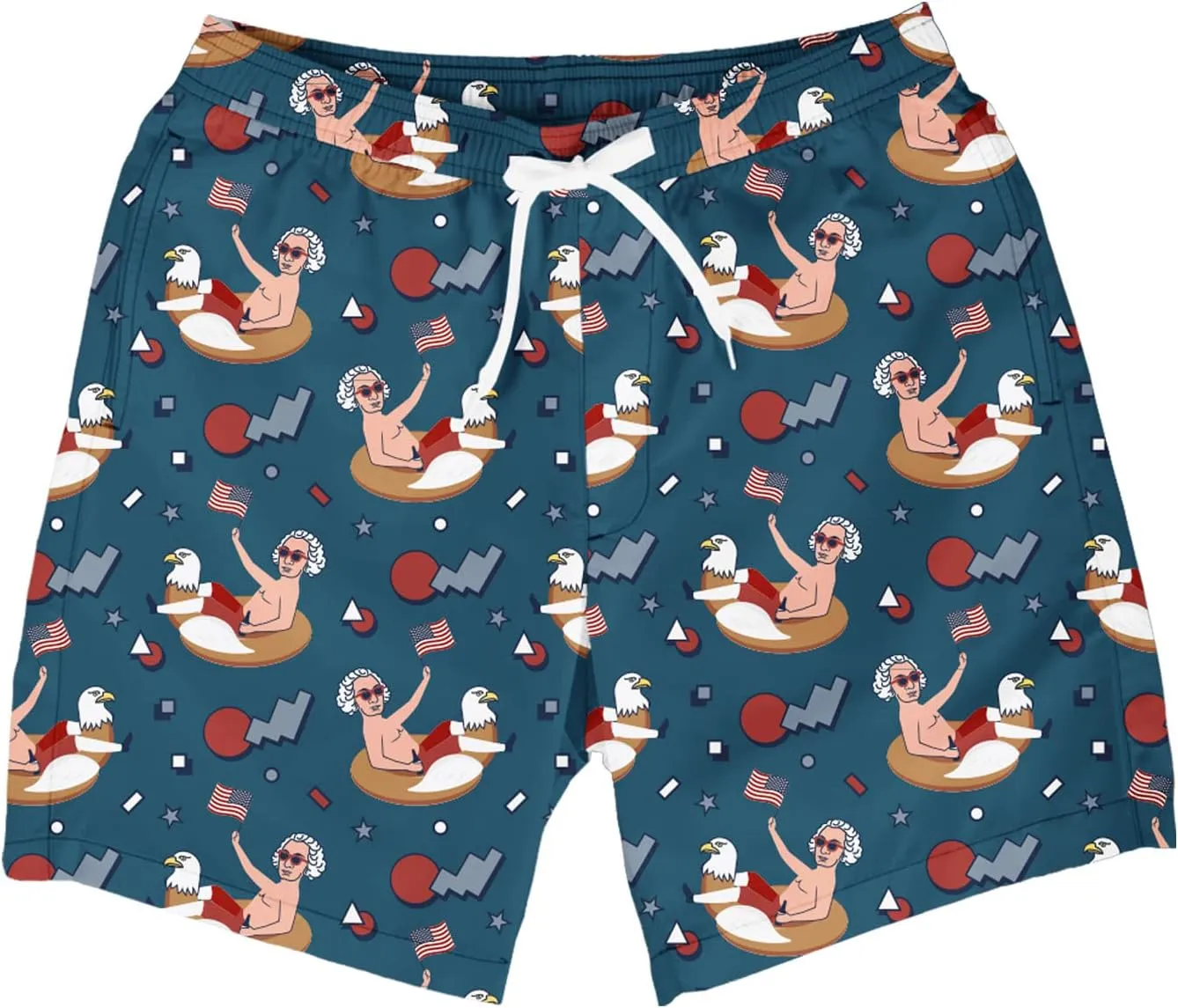 Tipsy Elves Men's USA Swimming Trunks 7'' Inseam 4 Way Stretch Fabric w/Mesh Liner Swim Trunks for Men Bathing Suit