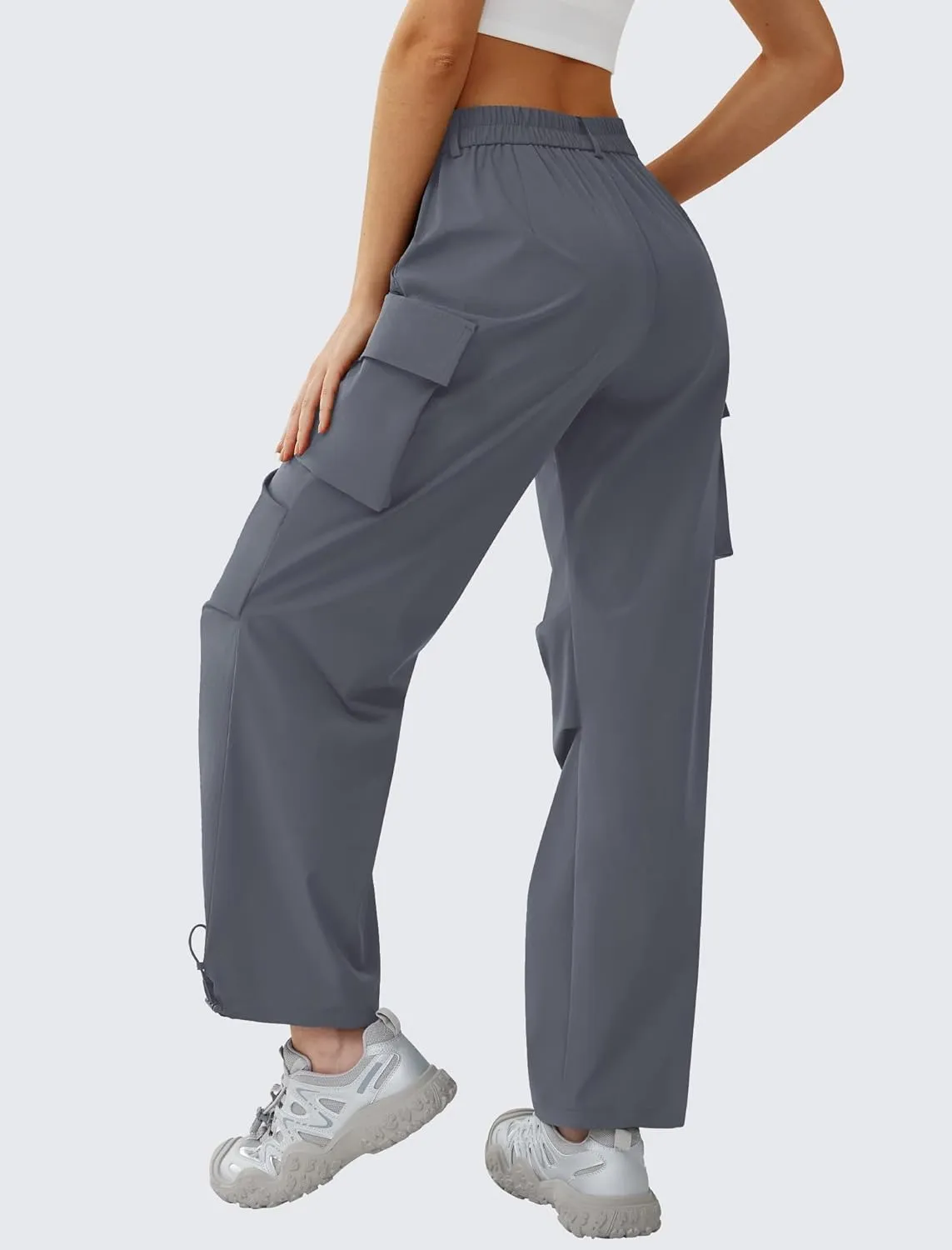Women??s Hiking Pants Wide Leg Cargo Pants Quick Dry Lightweight Water-Resistant Travel Casual Trousers with 4 Pockets